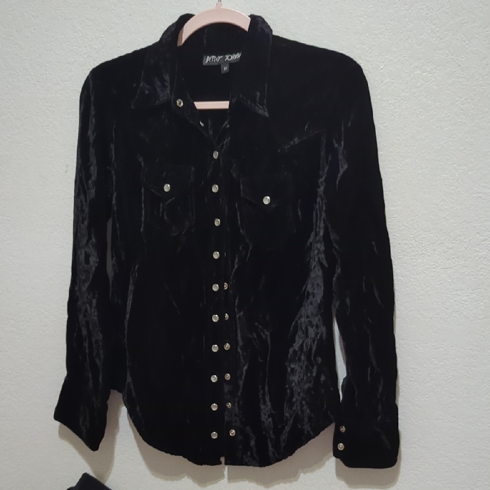 Betsey Johnson Black Velvet Shirt